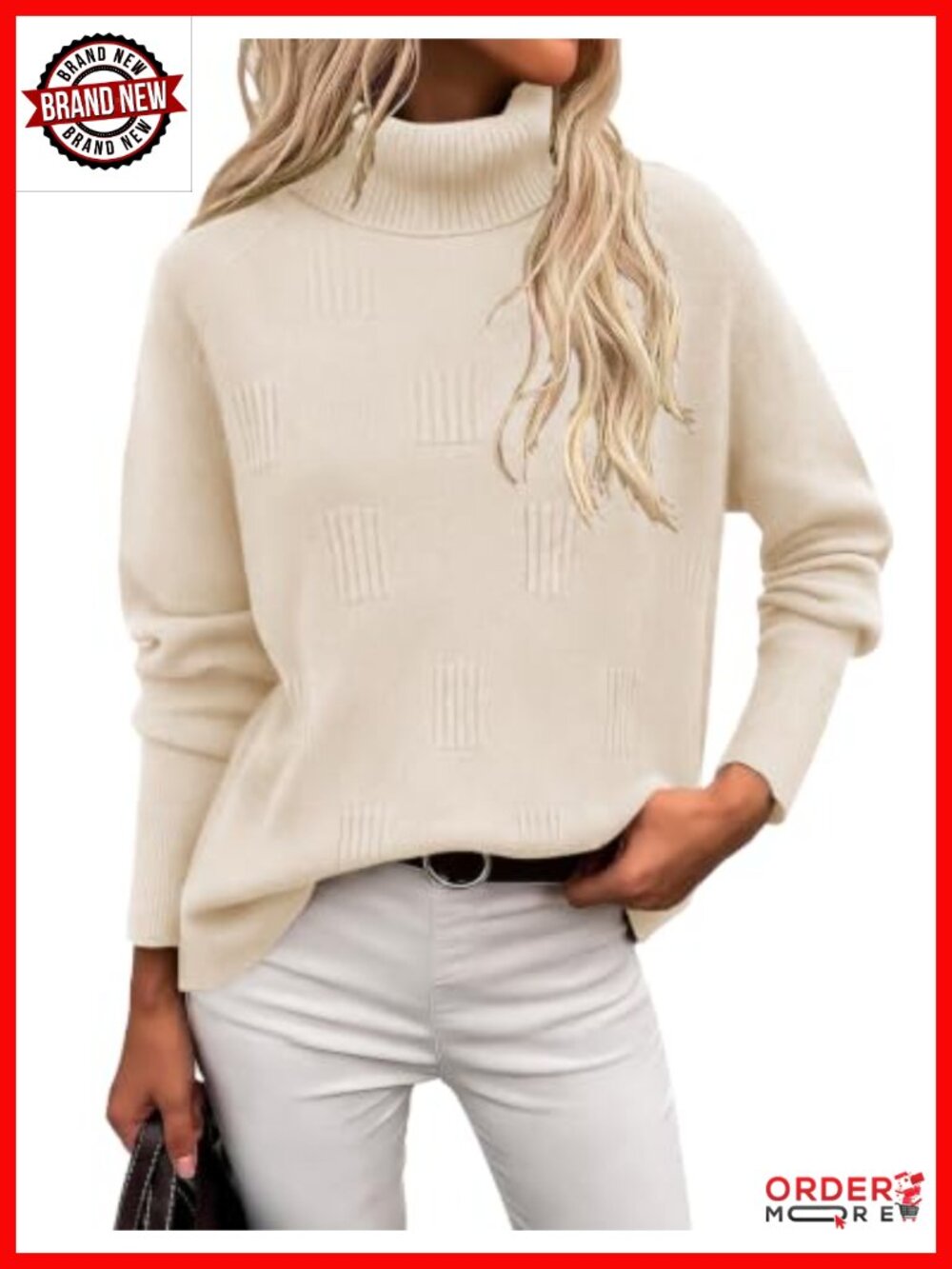 Ekouaer Turtleneck Sweater Long Sleeve Knitted Top